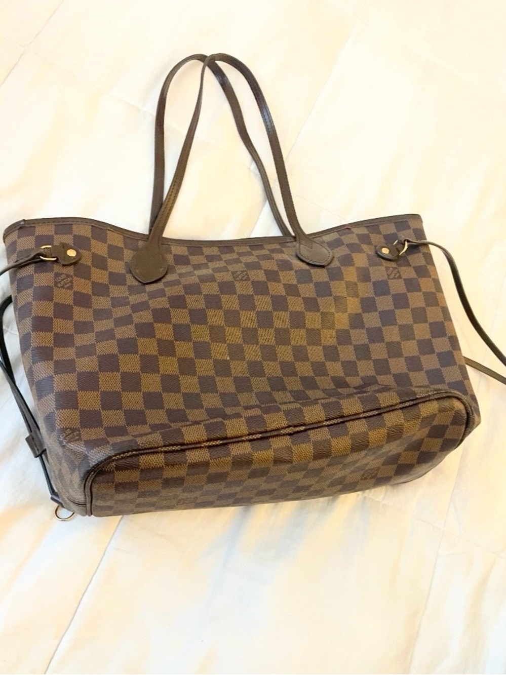 Brown Checkered Tote Bag - Brown